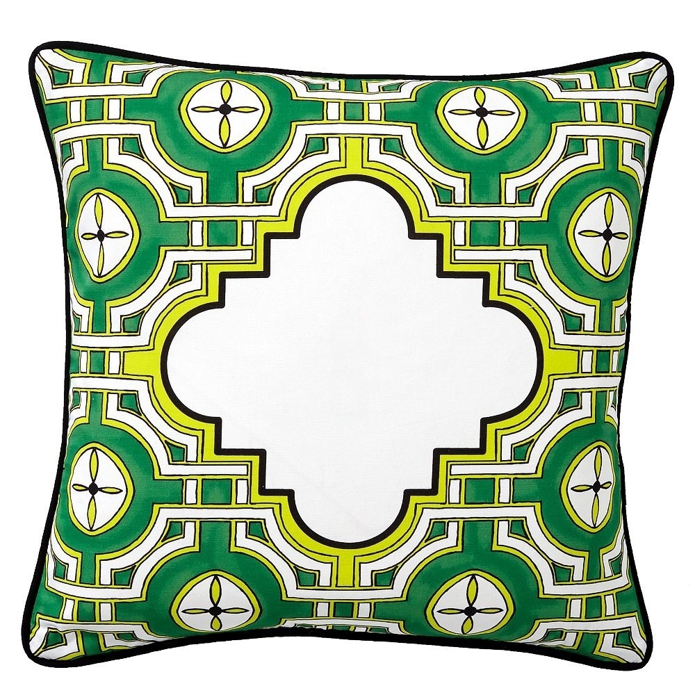 NWT 16" Pottery Barn Grace Geo Pillow Cover - Green/Yellow